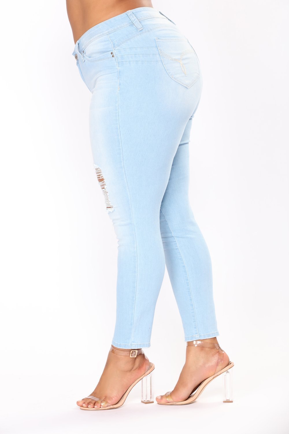 Elastic Embroidered Denim Jeans