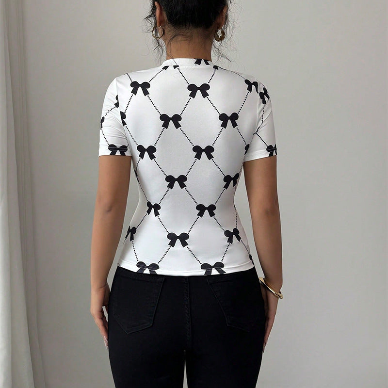 Elegant Slim-fit Short-sleeved Milk Silk Stretch Top