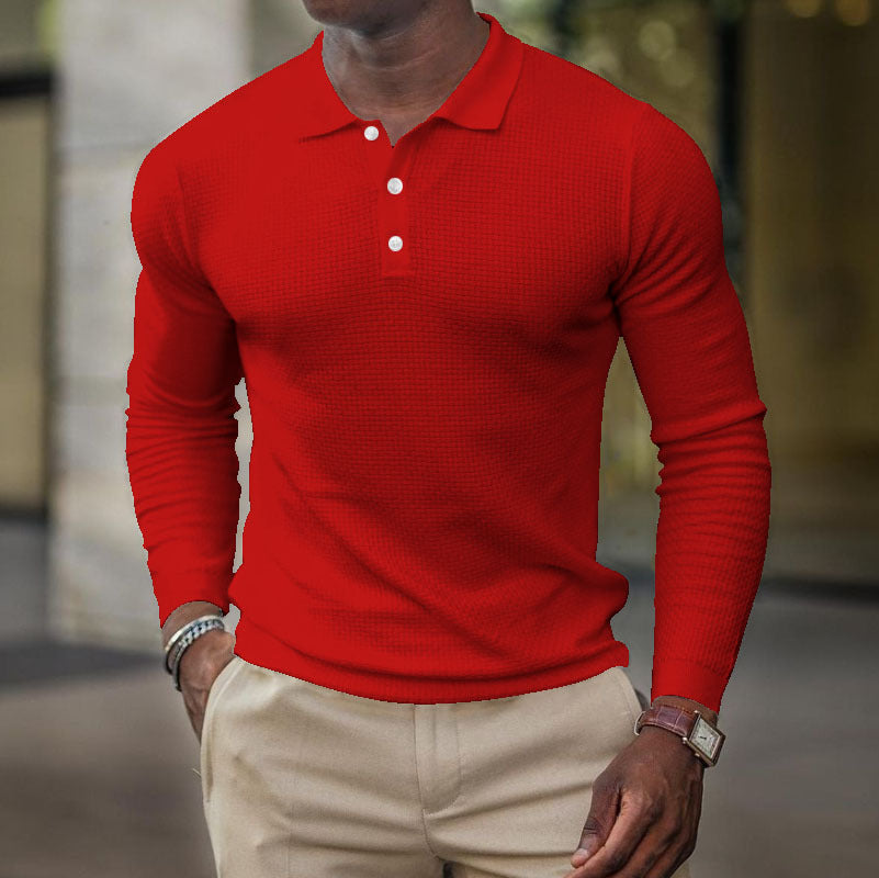 Lapel Long Sleeve Business Casual Polo Shirt