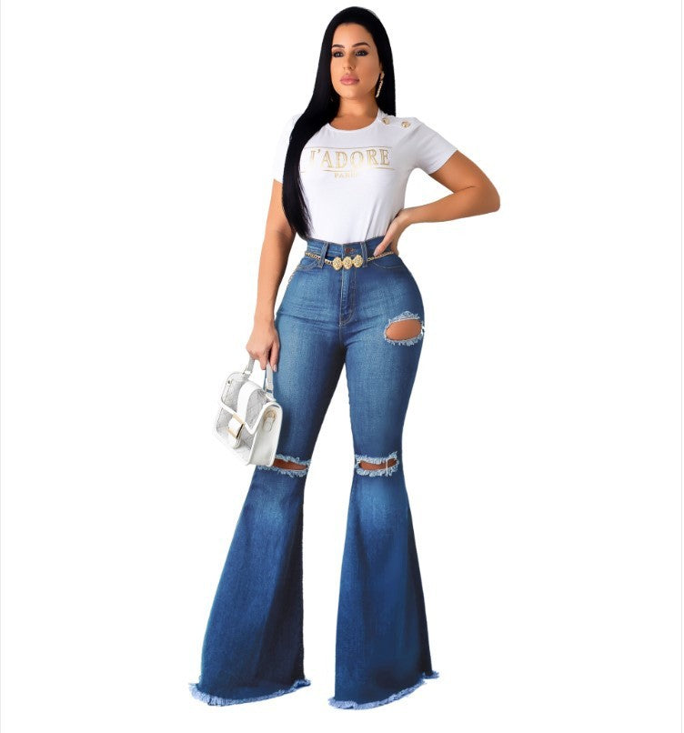 High-waisted flared pants