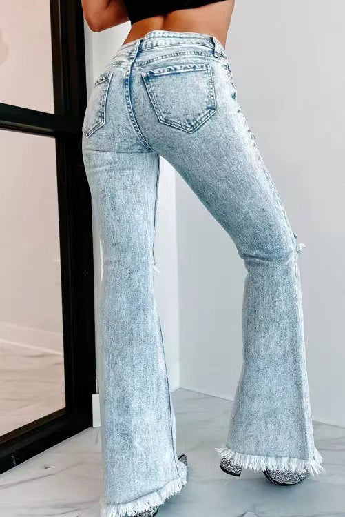 Ripped High Waist Denim Jeans