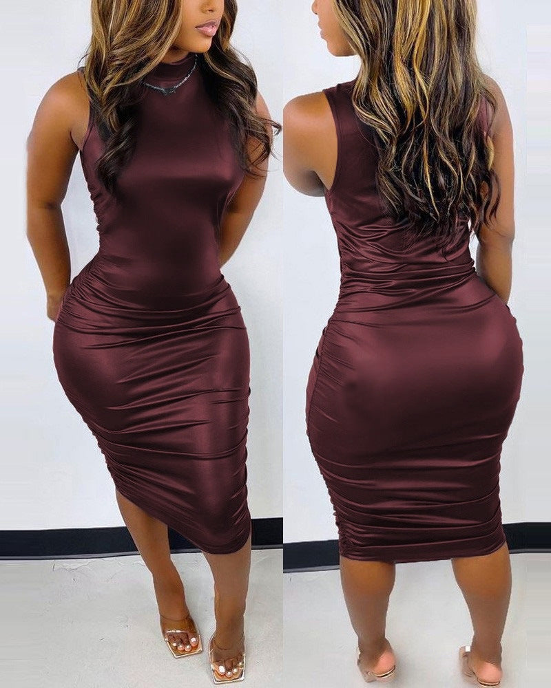 Sleeveless Printed Pullover Round Neck Dress