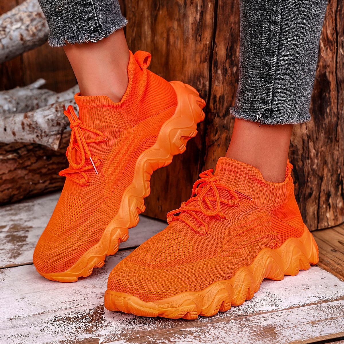 Lace-up Sneakers Lightweight Breathable Mesh Casual Slip-ons