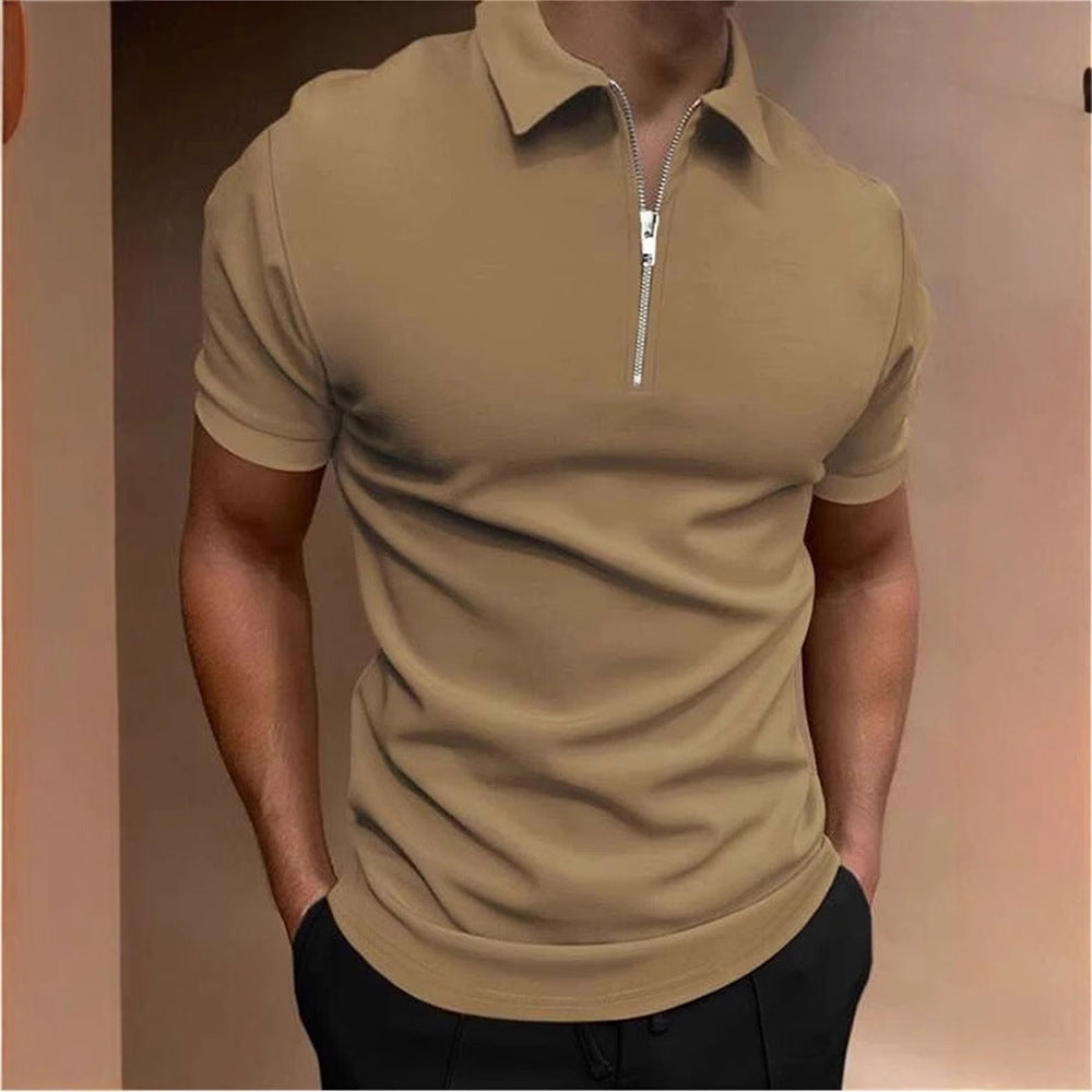 POLO Zipper Solid Color Top