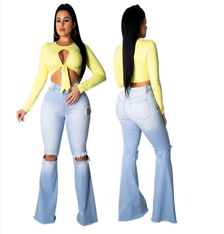 High-waisted flared pants