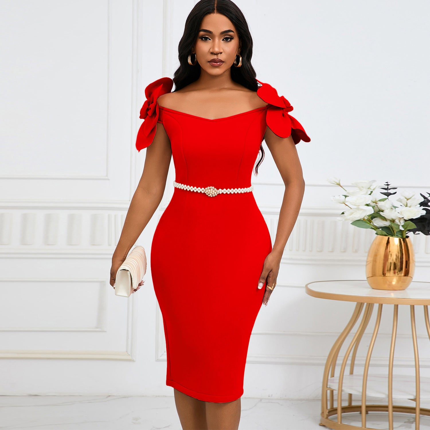 Three-dimensional Floral Elegant Dress