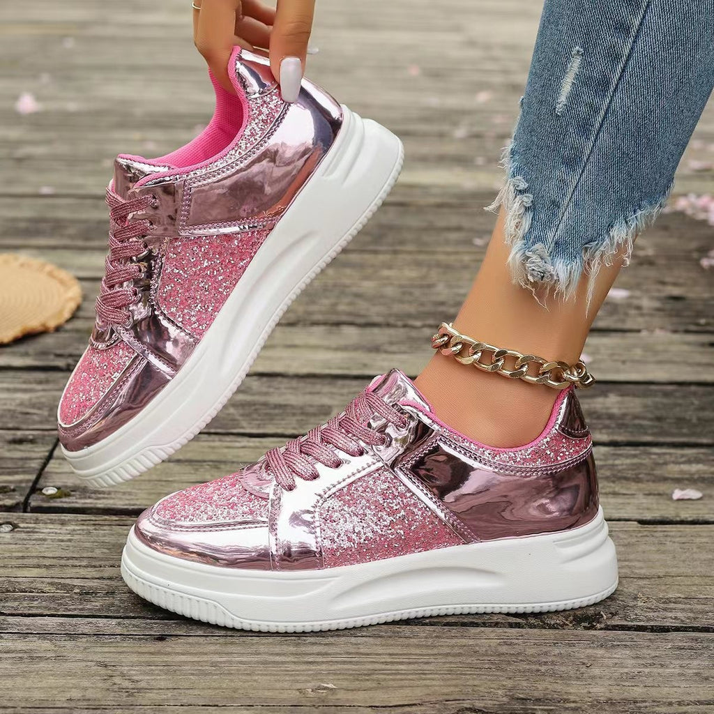 Casual Fashion Lace-up With Sequin Design