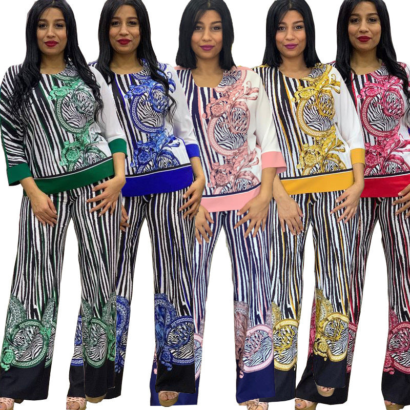 Elegant Flower Two Piece Pant Set