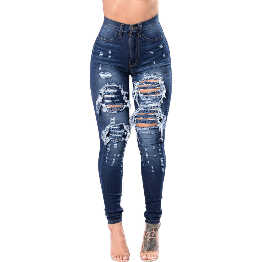 Ripped Denim Washed Pants