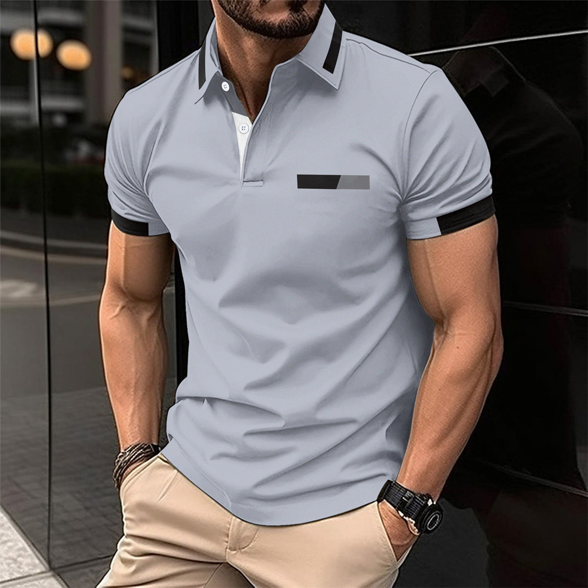 Casual Chest Faux Pocket Lapel Shirt