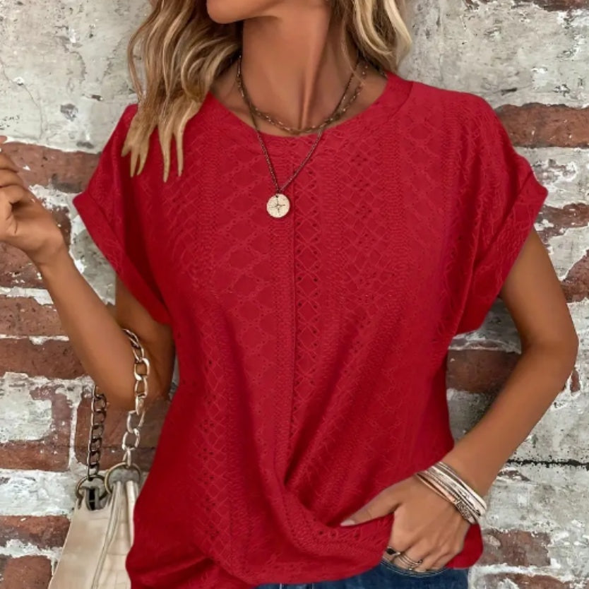 Sophisticated/Casual Round Neck Short Sleeved Top