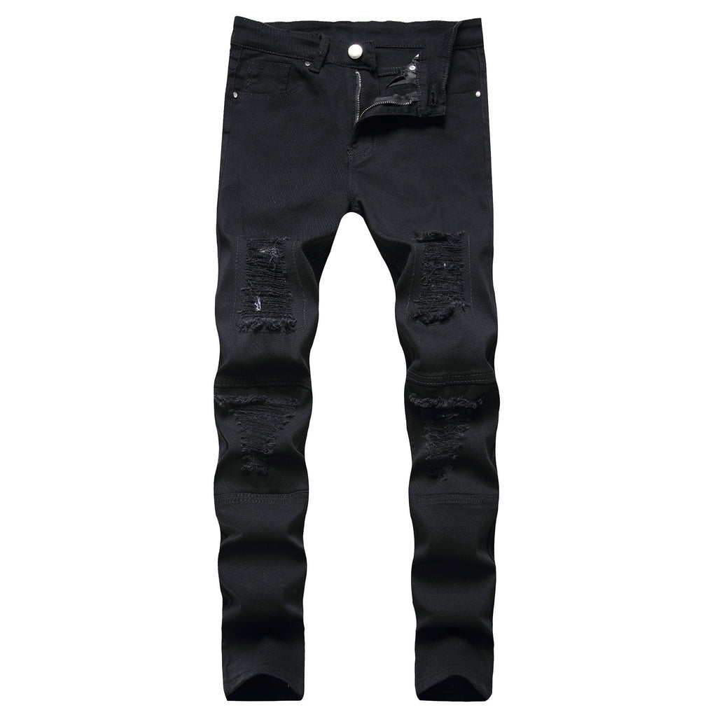 Slim Straight Zipper Pleated Denim Jeans