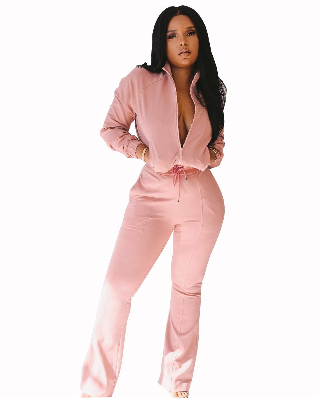 Stylish casual zipper jumpsuit