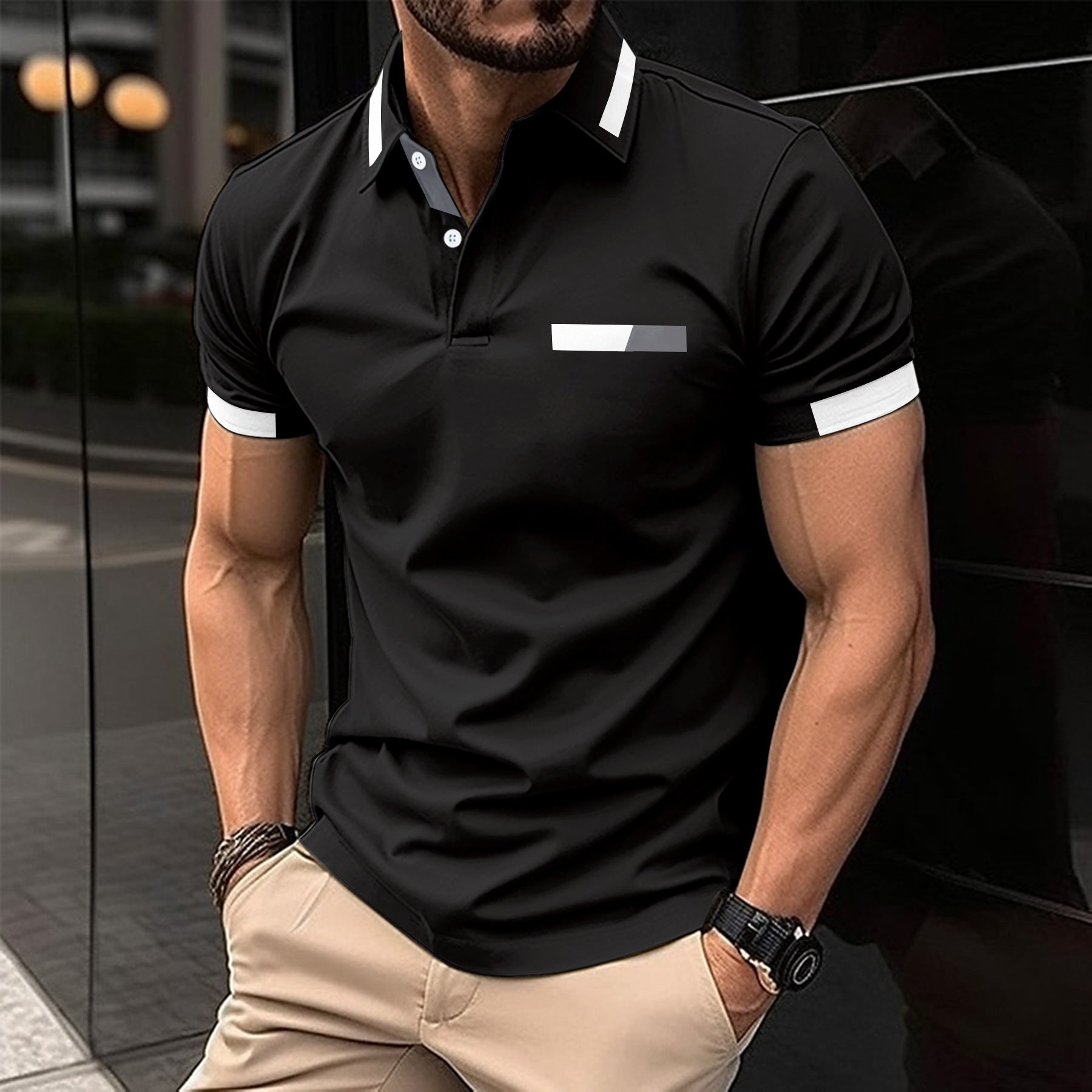 Casual Chest Faux Pocket Lapel Shirt