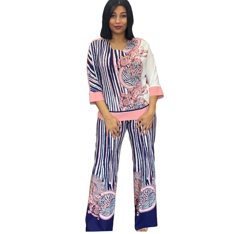 Elegant Flower Two Piece Pant Set