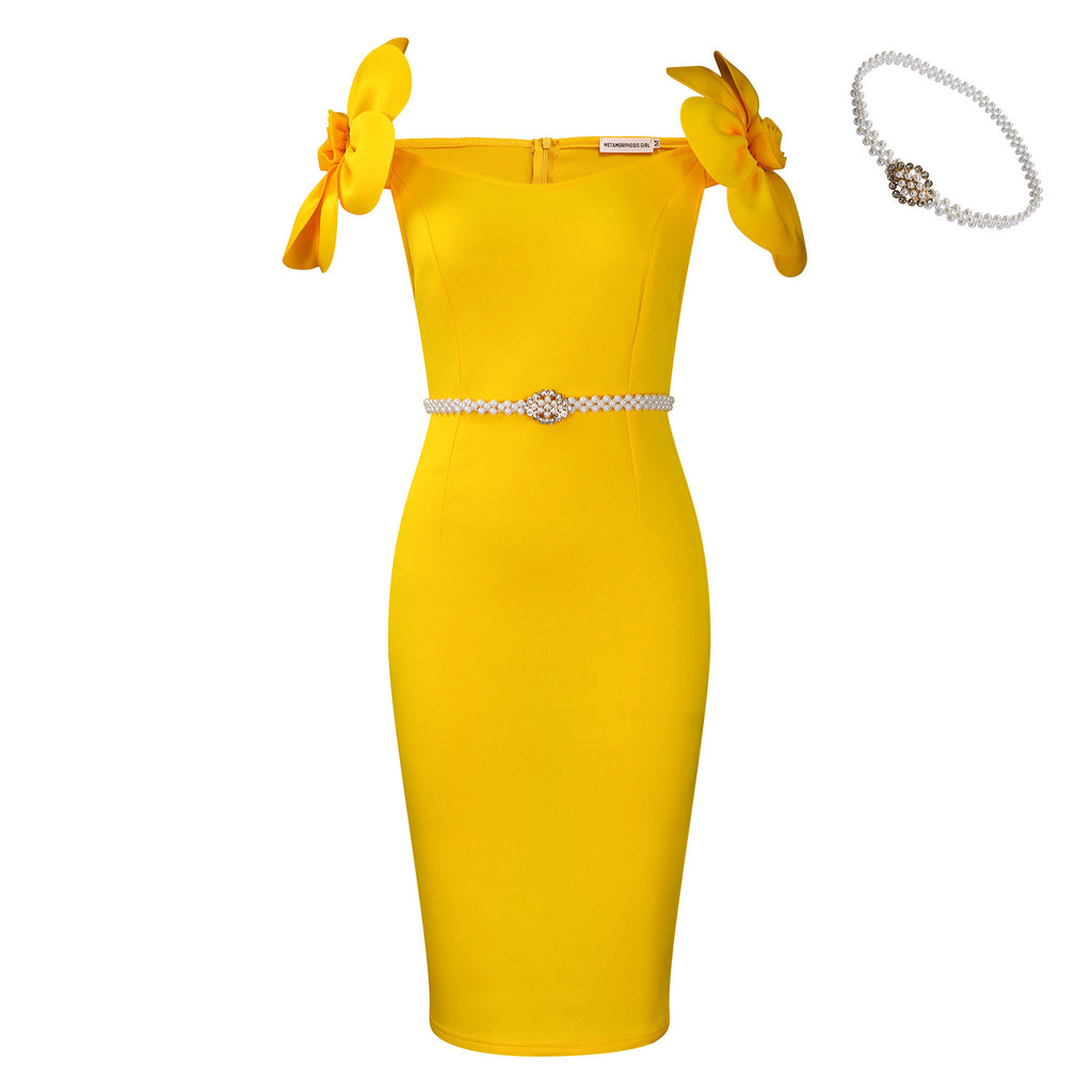 Three-dimensional Floral Elegant Dress