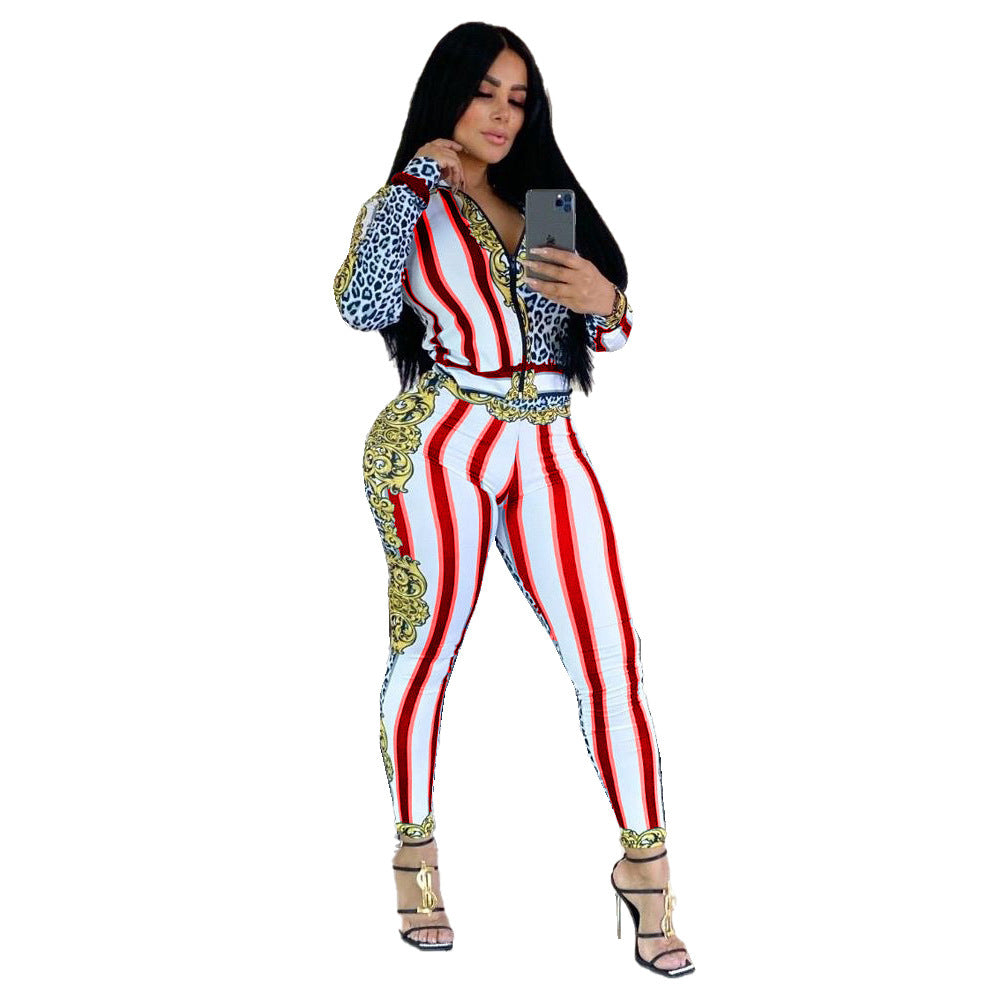 Leisure Sports Zipper Two-piece Set