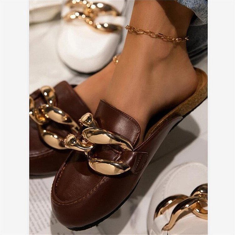Thick Sole Baotou Metal Chain Sandals