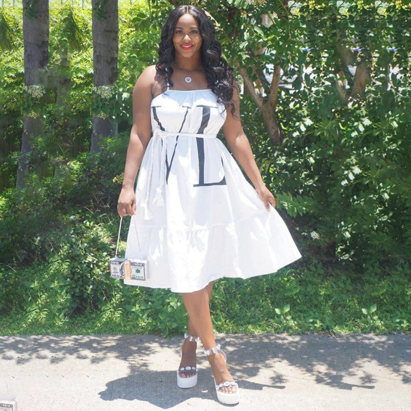 Casual Solid Color Letter Print Dress