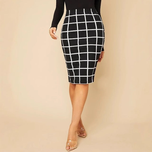 Fashion Plaided Hip Skirt