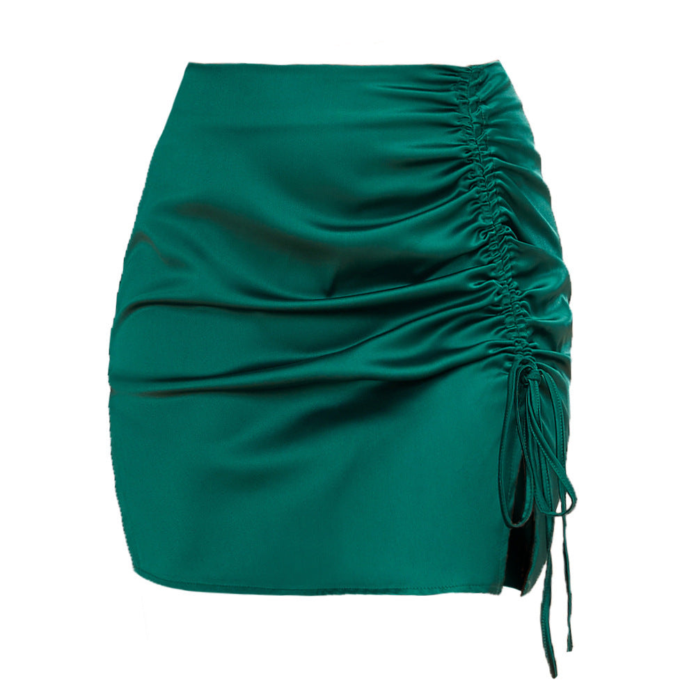 Pleating High Waist Zip Skirt