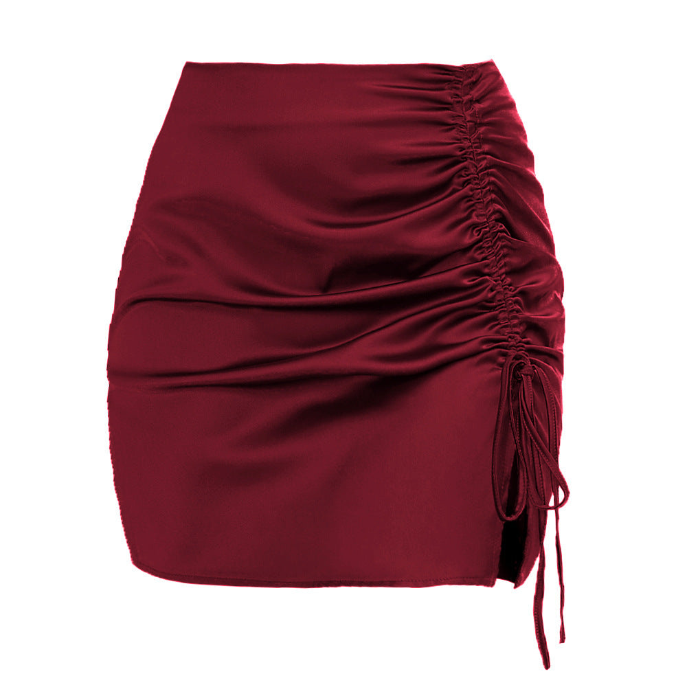 Pleating High Waist Zip Skirt