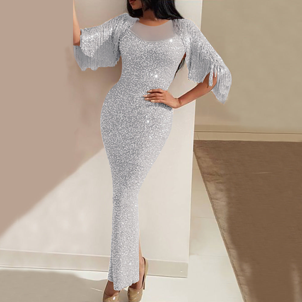 Sequins Slim Pack Hip Fishtail Dress