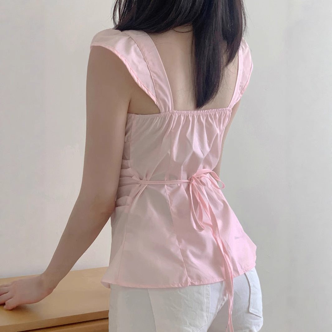 Sweetheart Square Collar Slimming Top