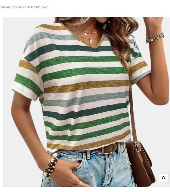 Casual Top Fashion Trend  Short Sleeve V-Neck Top