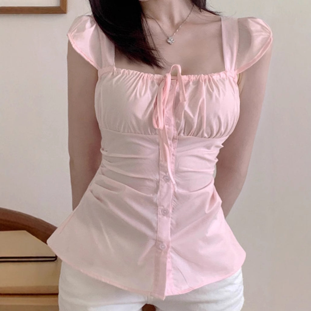 Sweetheart Square Collar Slimming Top