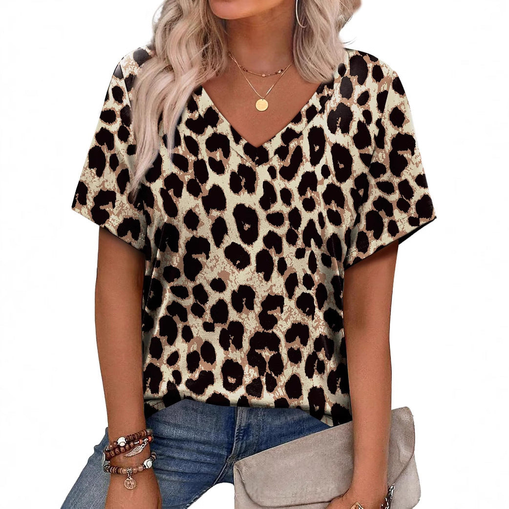 Casual Top Fashion Trend  Short Sleeve V-Neck Top