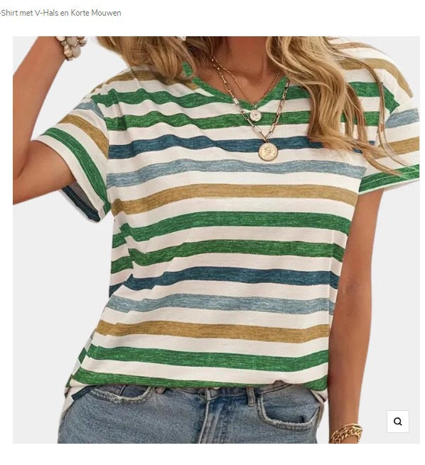 Casual Top Fashion Trend  Short Sleeve V-Neck Top