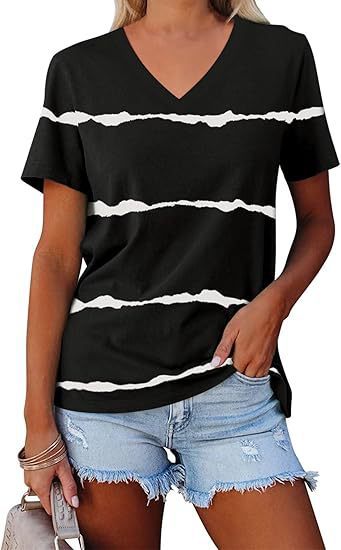 Casual Top Fashion Trend  Short Sleeve V-Neck Top