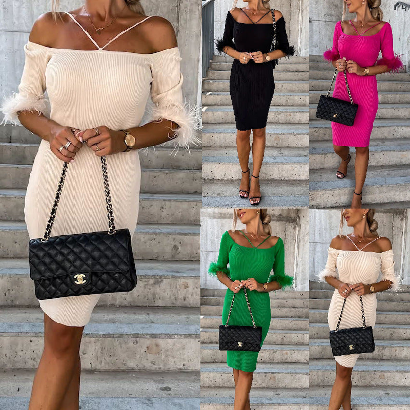 Wrapped Chest Off Neck Dress