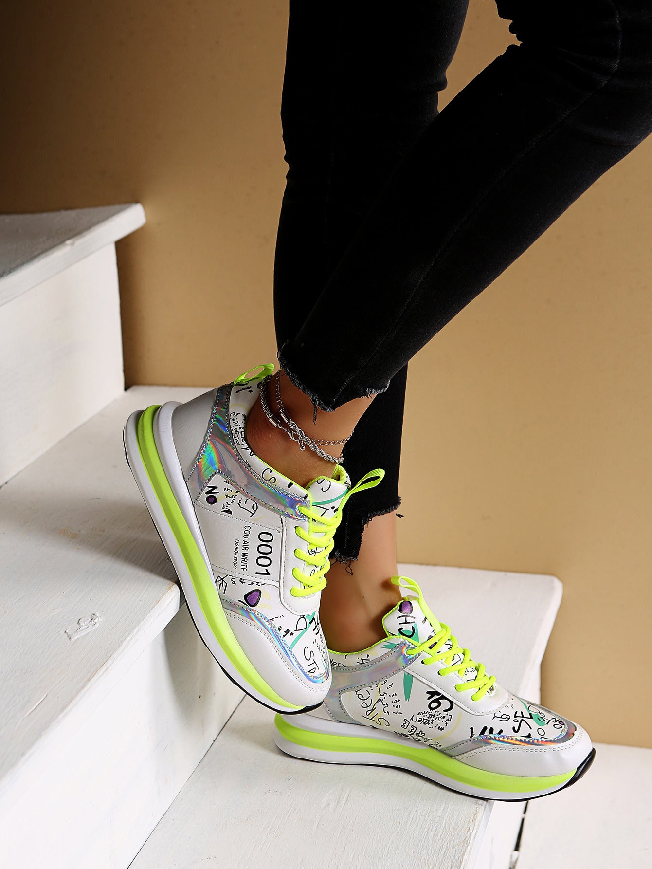 Match Color Spot Adhesive Rubber Round Head Casual Sneakers