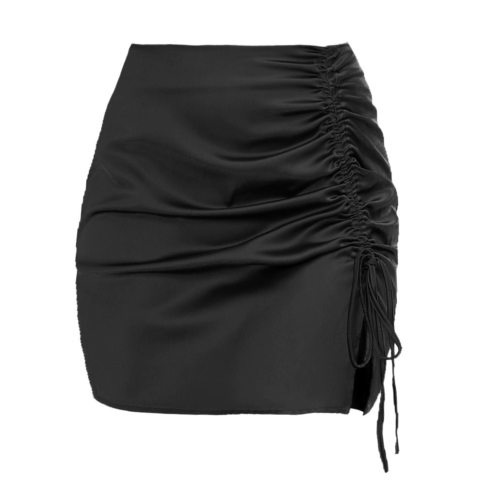 Pleating High Waist Zip Skirt