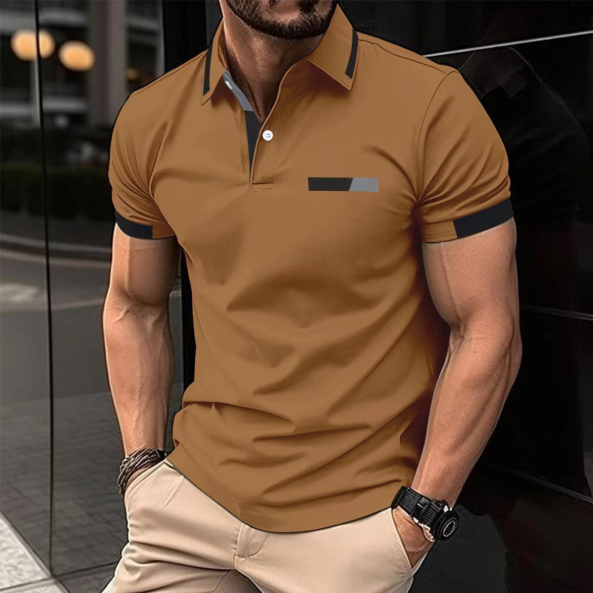 Casual Chest Faux Pocket Lapel Shirt