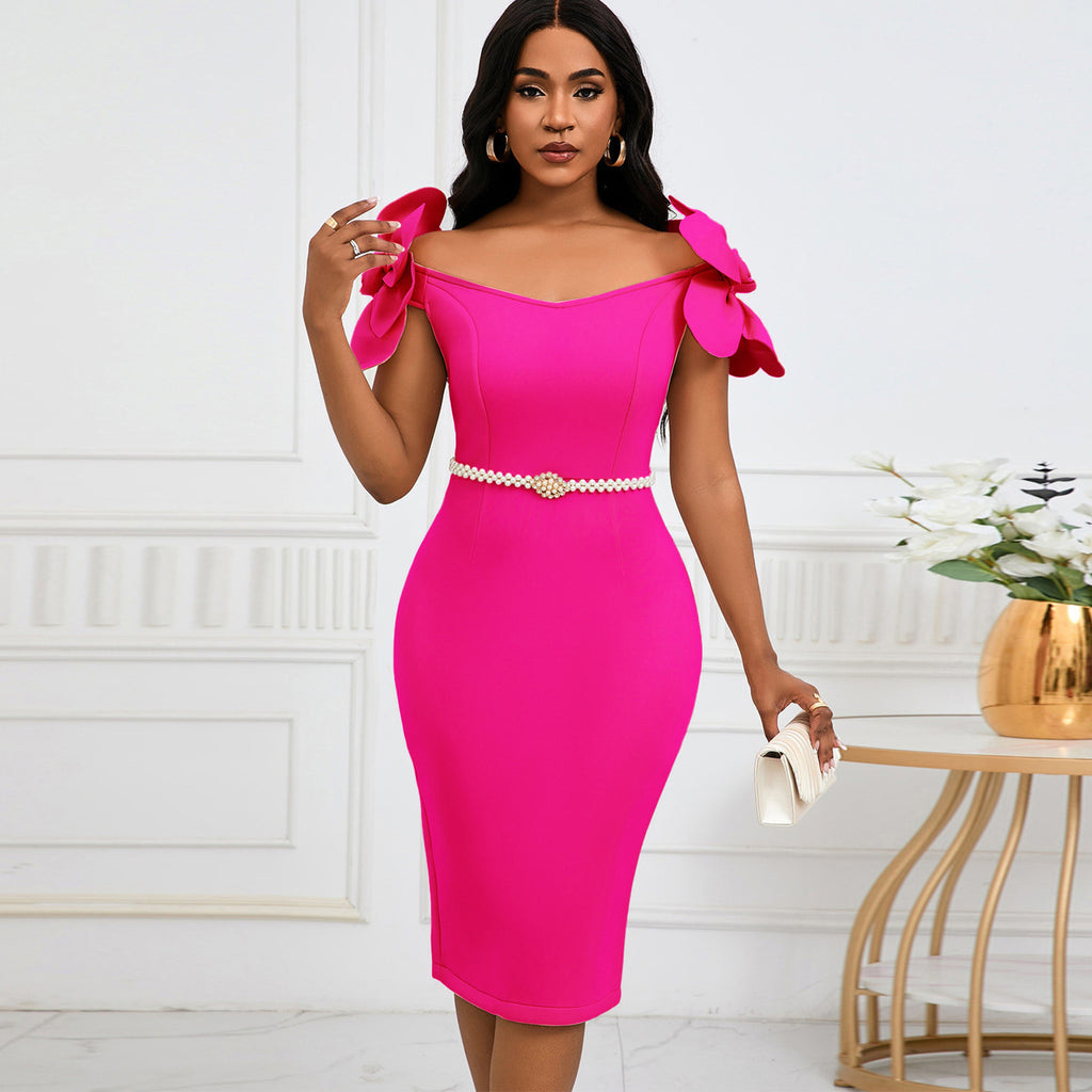 Three-dimensional Floral Elegant Dress
