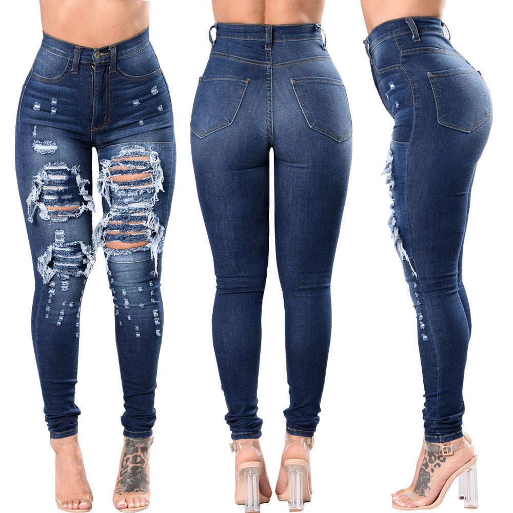 Ripped Denim Washed Pants