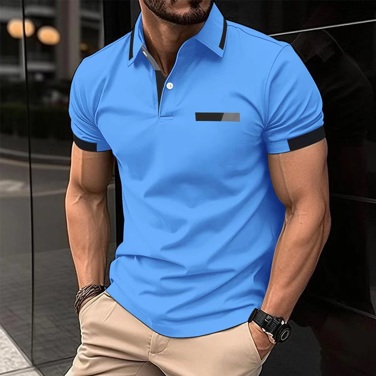 Casual Chest Faux Pocket Lapel Shirt