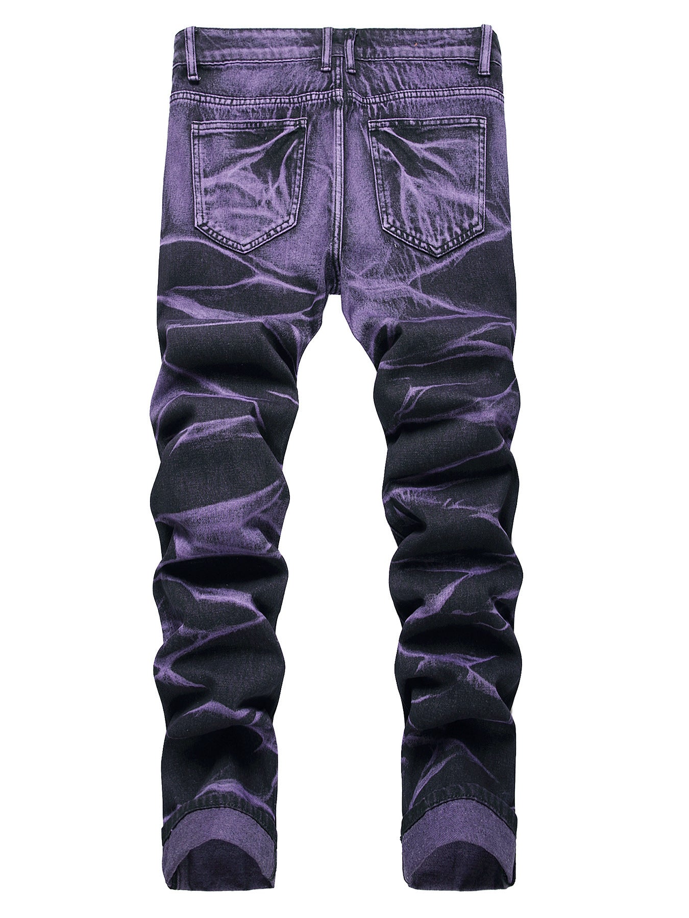 Purple And Black Fried Ripped Denim