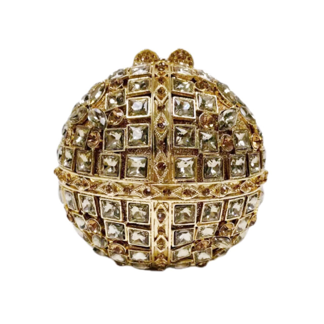 Multicolored Glass Rhinestone Round Ball Bag with an Empty Diamond