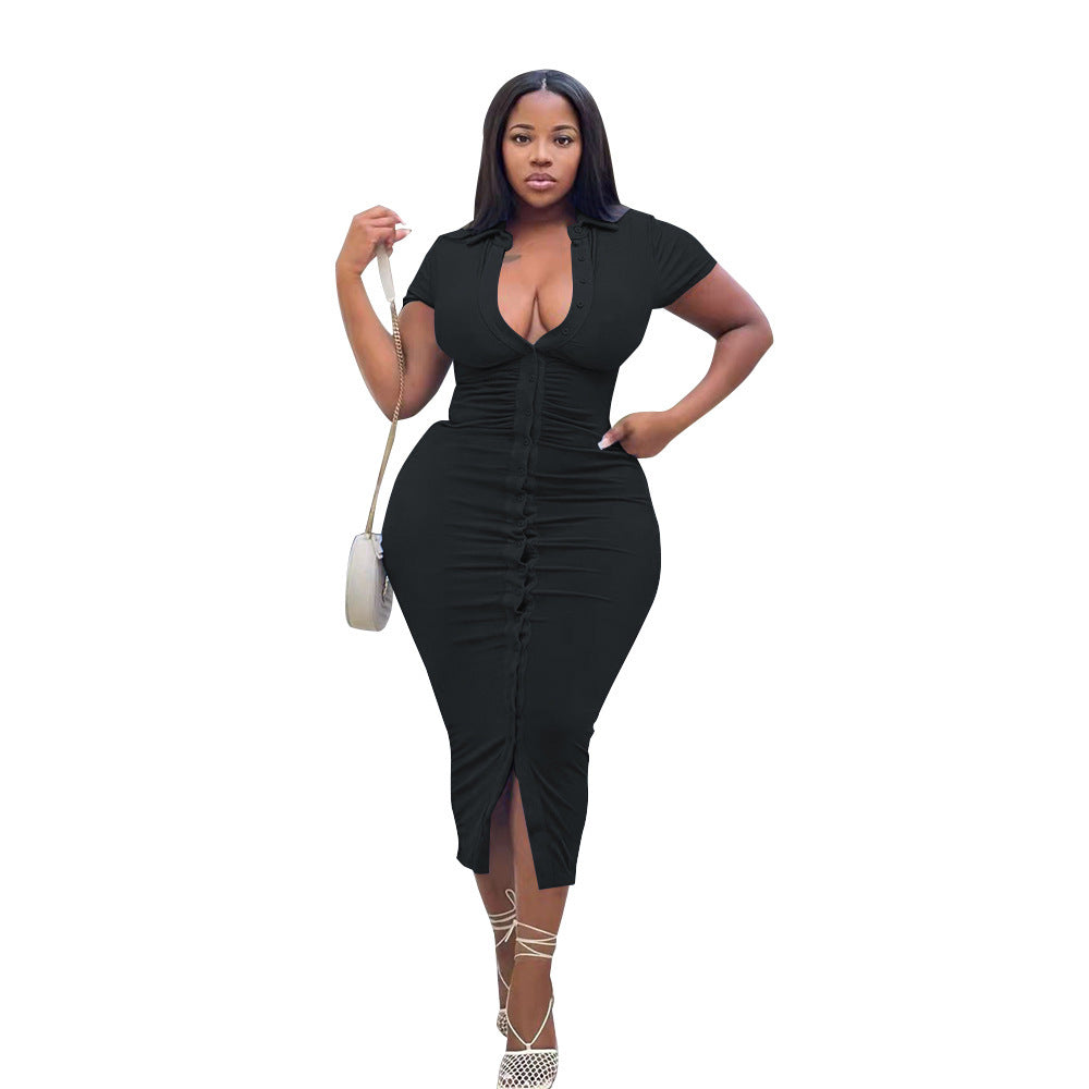 Casual Fitted Button Down Bodycon Dress