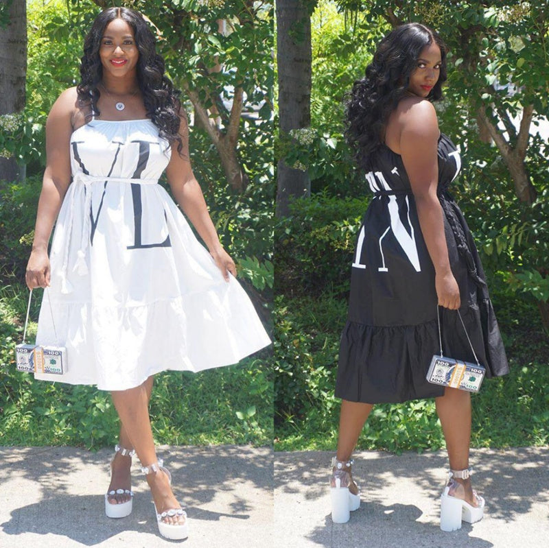 Casual Solid Color Letter Print Dress
