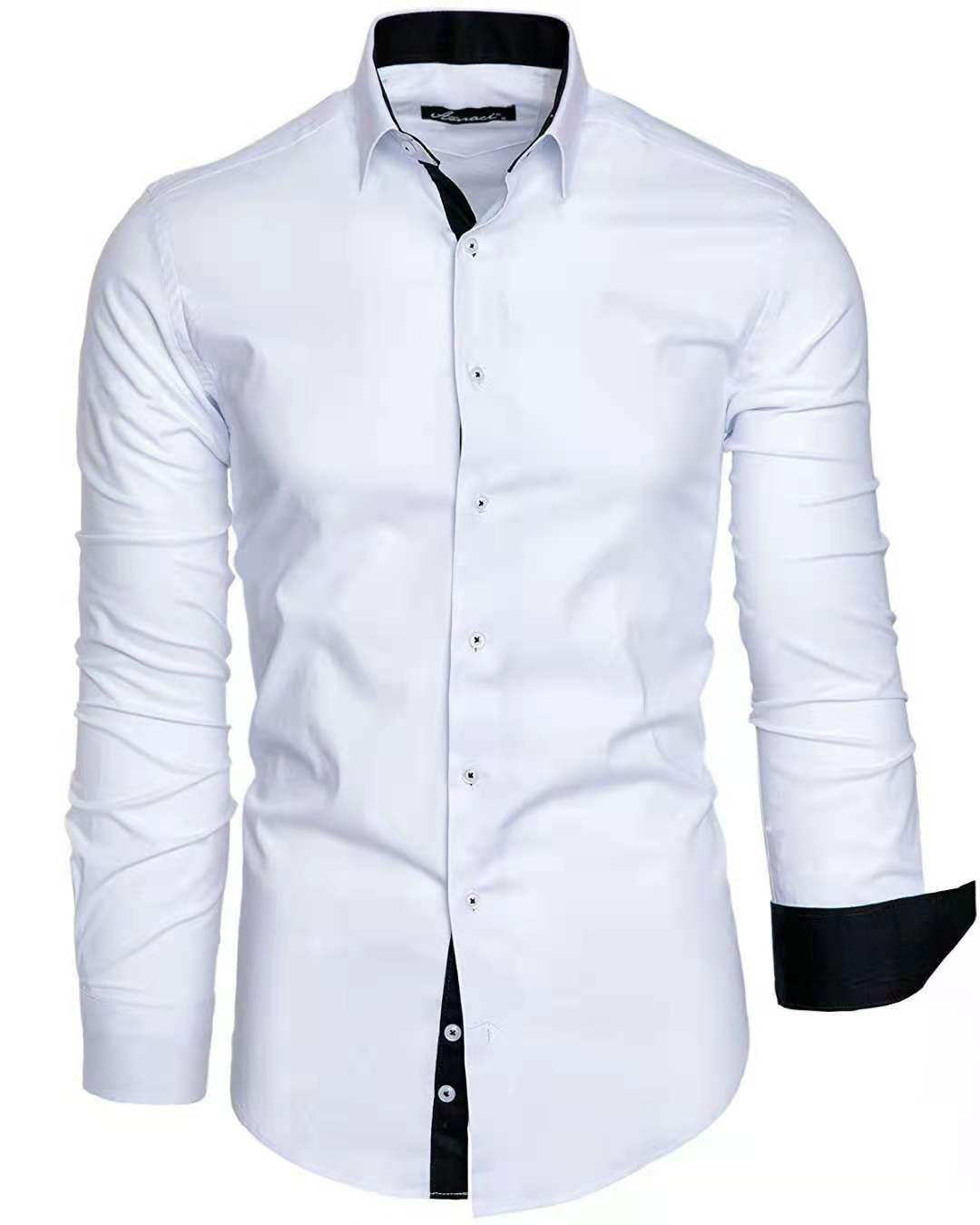 Casual Contrast Colored Long Sleeved Casual Shirt