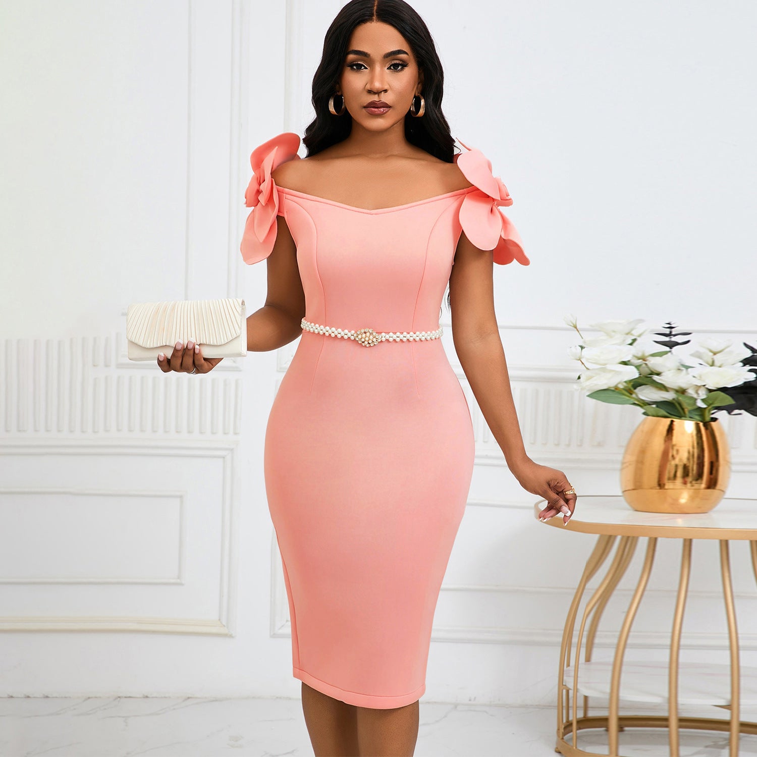 Three-dimensional Floral Elegant Dress