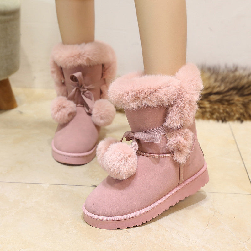 Velvet Short Tube Snow Boots