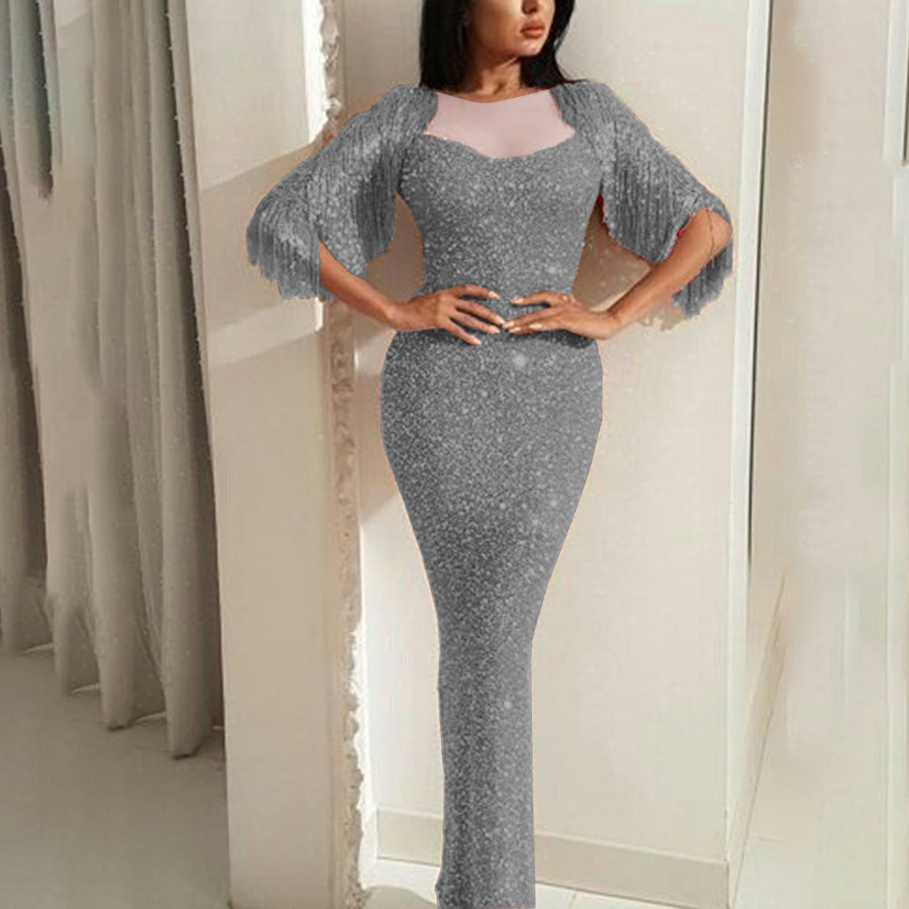 Sequins Slim Pack Hip Fishtail Dress