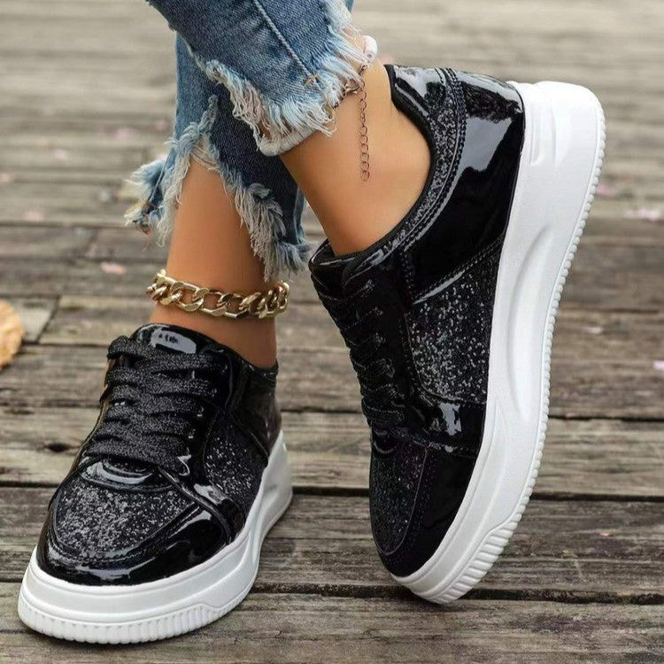 Casual Fashion Lace-up With Sequin Design