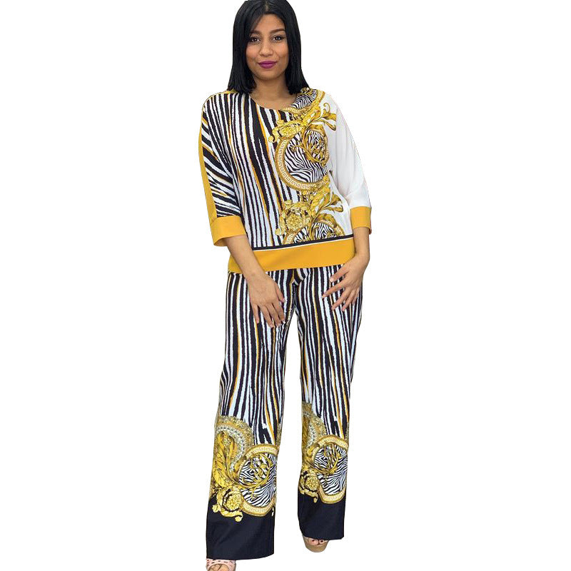 Elegant Flower Two Piece Pant Set